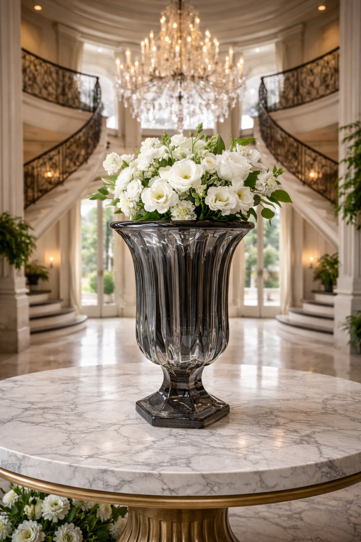 28cm Modern Glass Decorative Flower Vase Luxury Living Room Console Table Top Vase