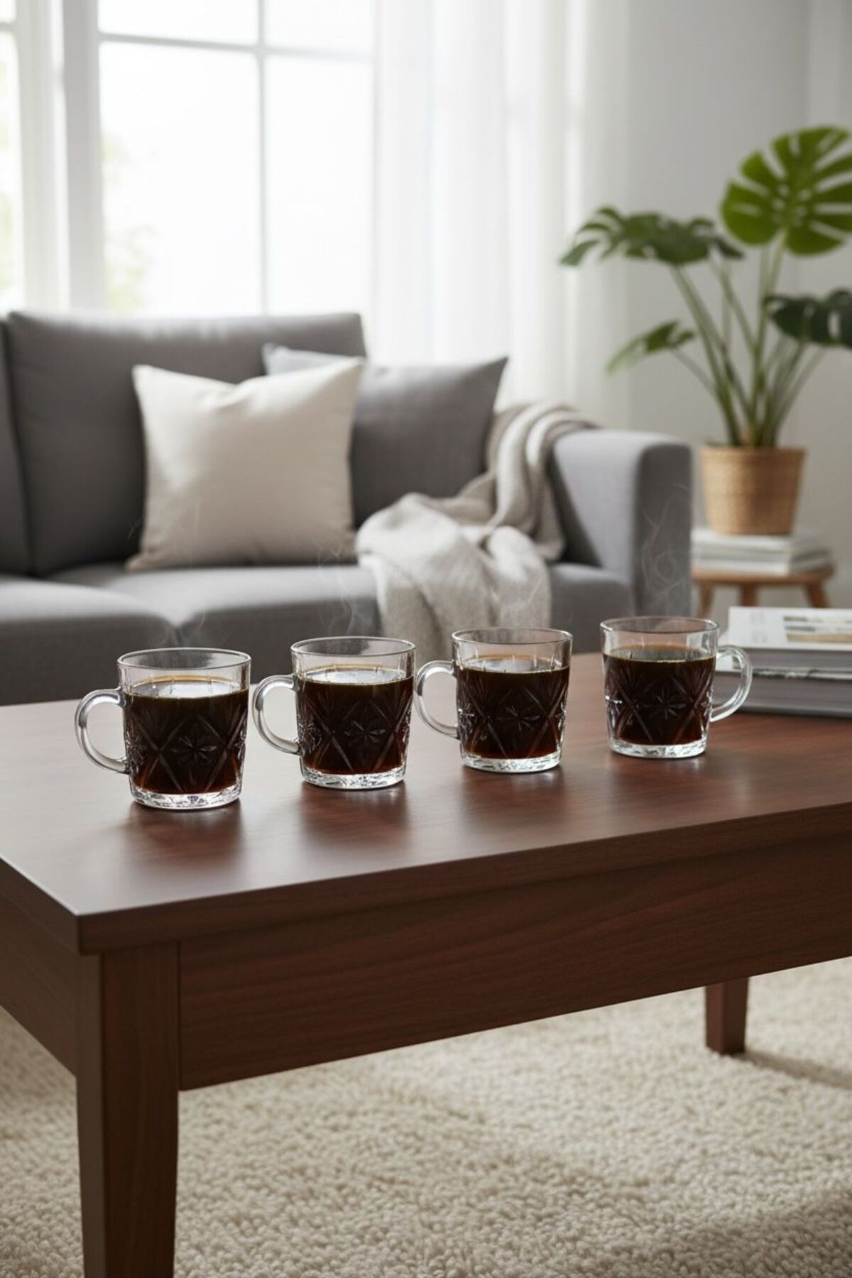 Kosova 4’lü Kristal Cam Mug | Kulplu Bardak Seti