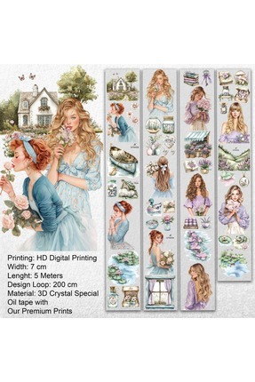 Onwize Garden Reverie Vintage PET Tape – 7cm x 5m Floral Scrapbook Dekoratif ...