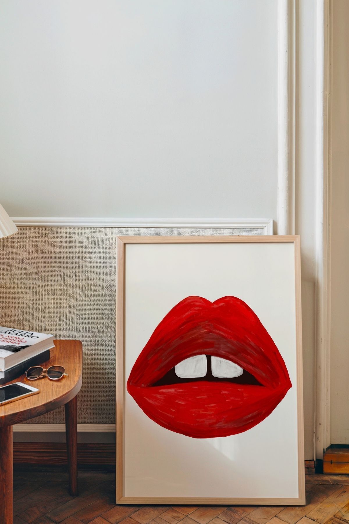 Kırmızı Dudak Tablo Pop Art Modern Duvar Dekoru Poster Çerçevesiz