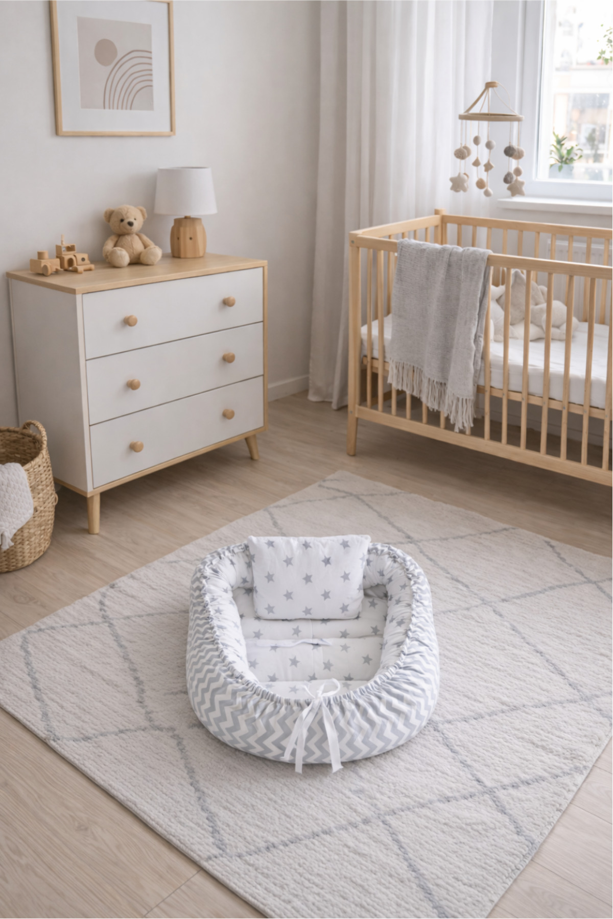 BebeK on For Babynest Gri Yıldızlı set | Emzirme Yastığı ile fotoğrafı 4 (önizleme)