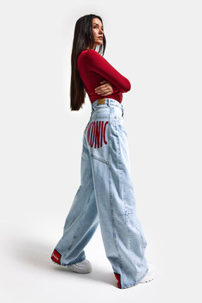 it's basic Kadın Ice Renk 4s6-3 Mega Baggy Fit Paça ve Cep Detaylı Özel Tasar...