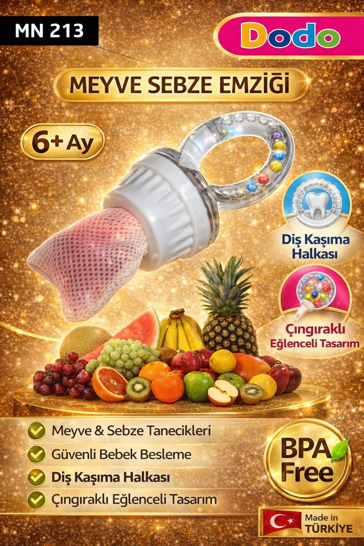 Minion Meyve Sebze Emziği Çıngıraklı Ve Diş Kaşımalı