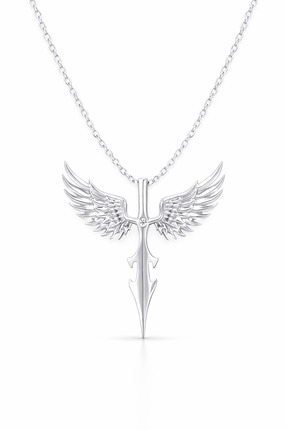 LYNOVA ATELİER Melek Figürlü Rodyum Kaplama Gümüş Kolye (MÂLİK | CEHENNEM BEK...