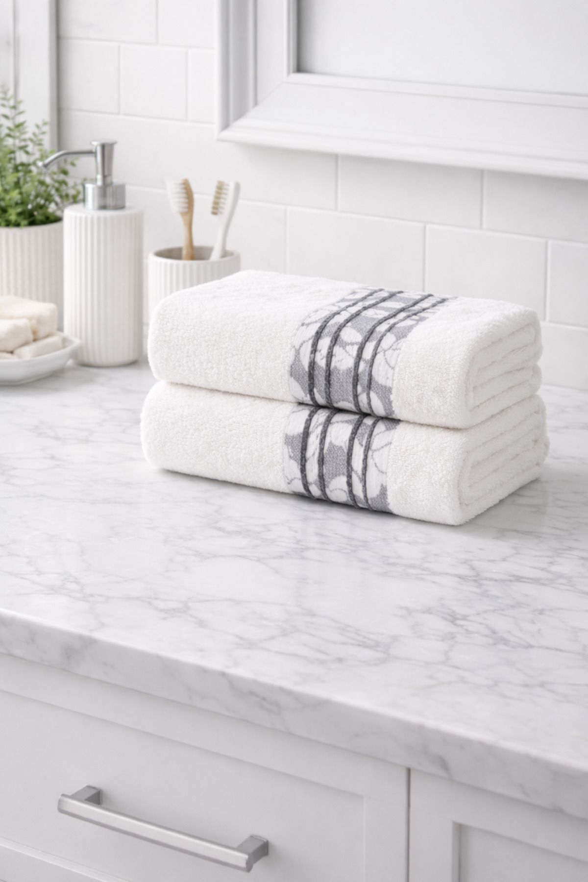 100%Cotton Jacquard 2-Piece Hand , Face and Head Towel 50x100