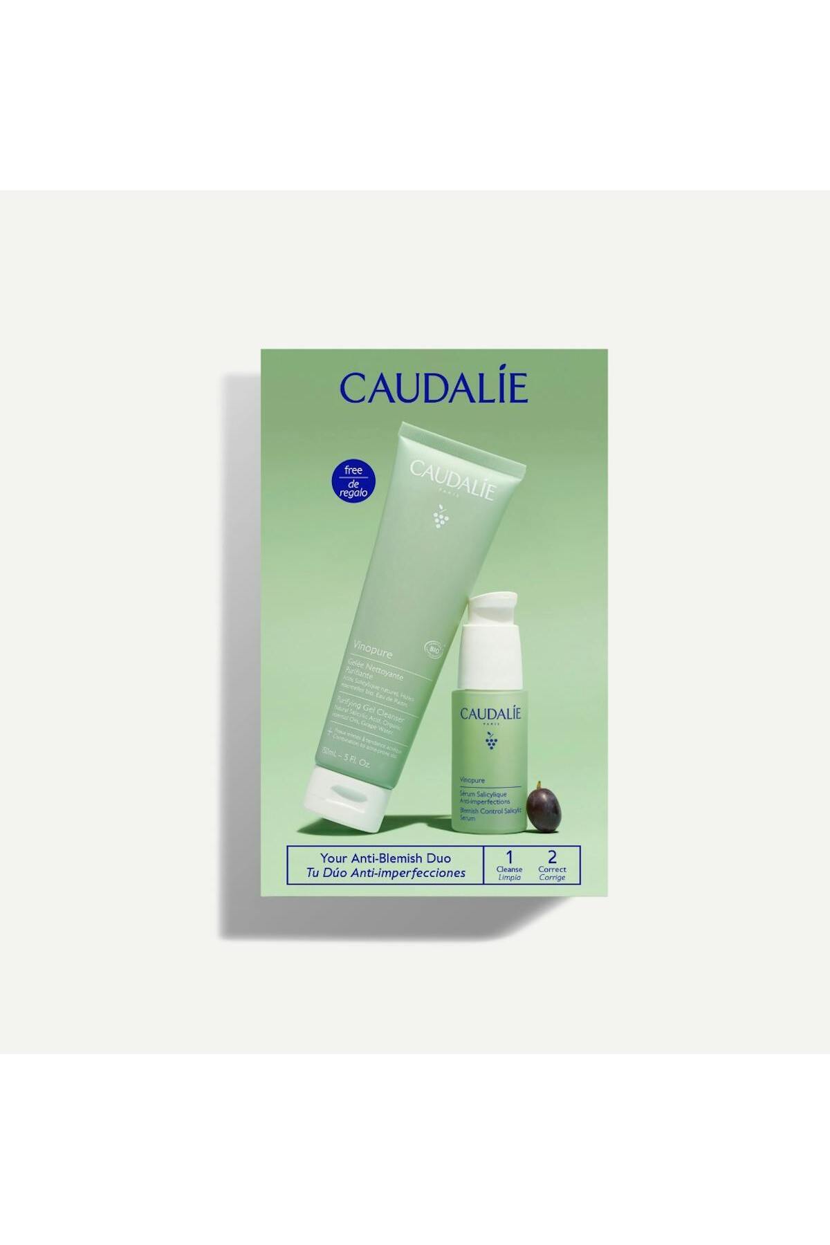 Caudalie Akne Karşıtı Bakım Seti - Vinopure Serum 30ml + Temizleme Jeli 150ml — 578P1