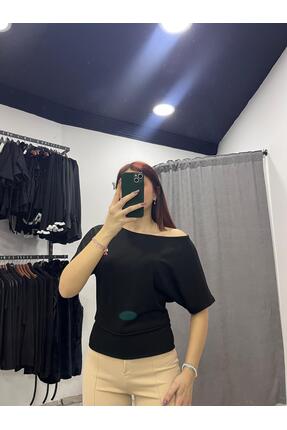 Store Kadın Yayık Yaka Kısa Kollu Bluz