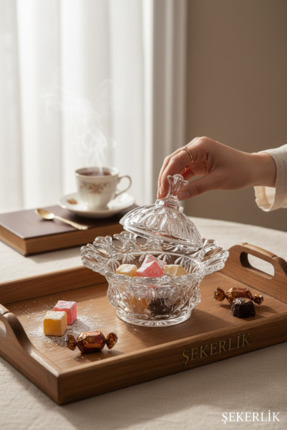 Bereketli Store Sado Cam Şekerlik – Şık Kapaklı Şekerlik, Lokum ve Çerez Sunu...