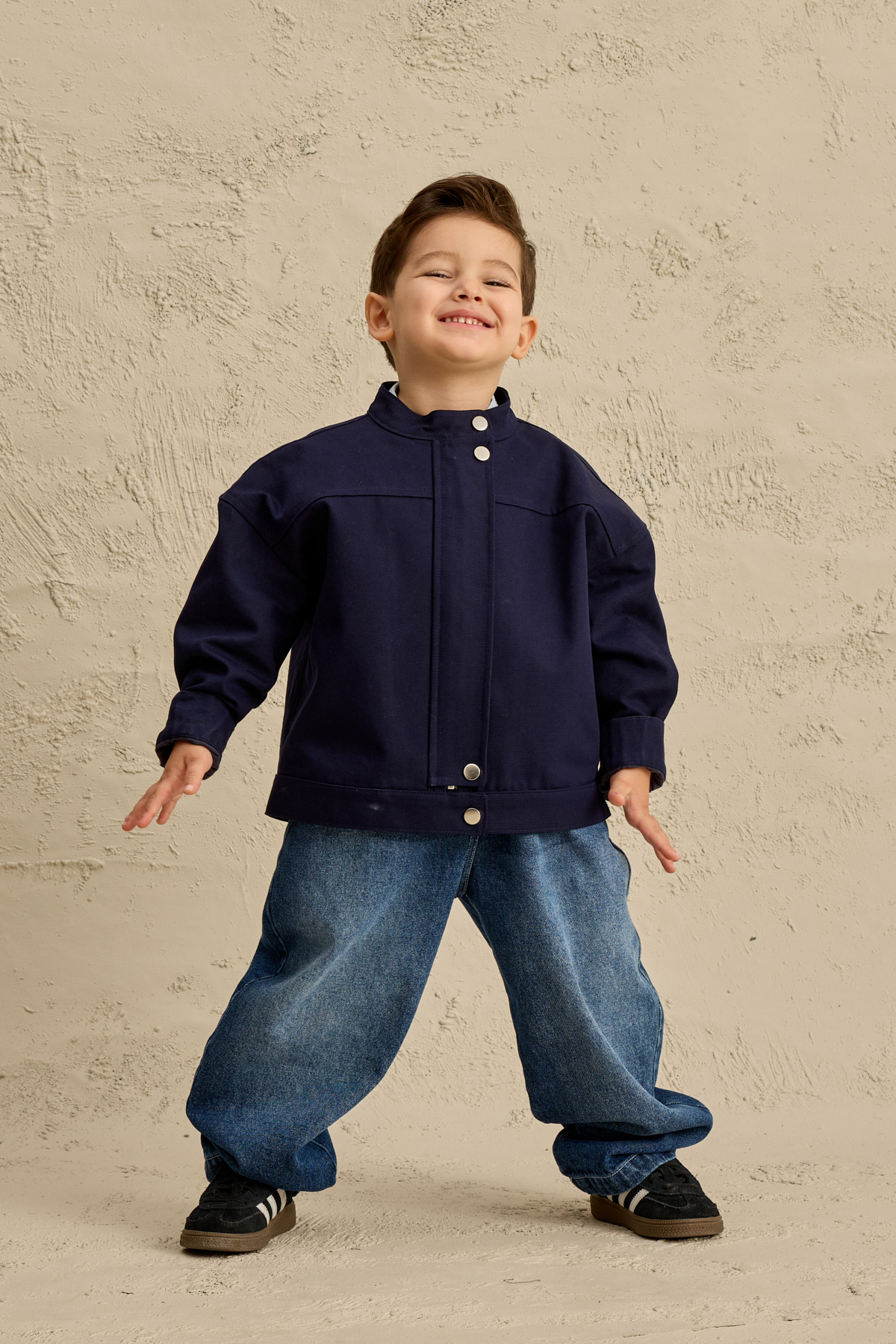 Fahhar Kids Oversize Kanvas Ceket Lacivert fotoğrafı 3 (önizleme)