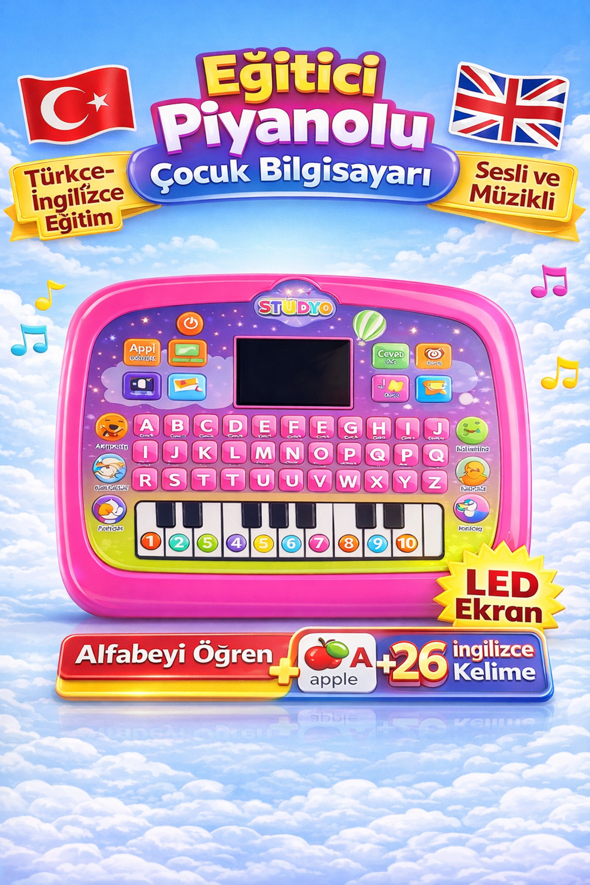YILDIRIM OYUNCAK Türkçe İngilizce Eğitici Piyanolu Çocuk