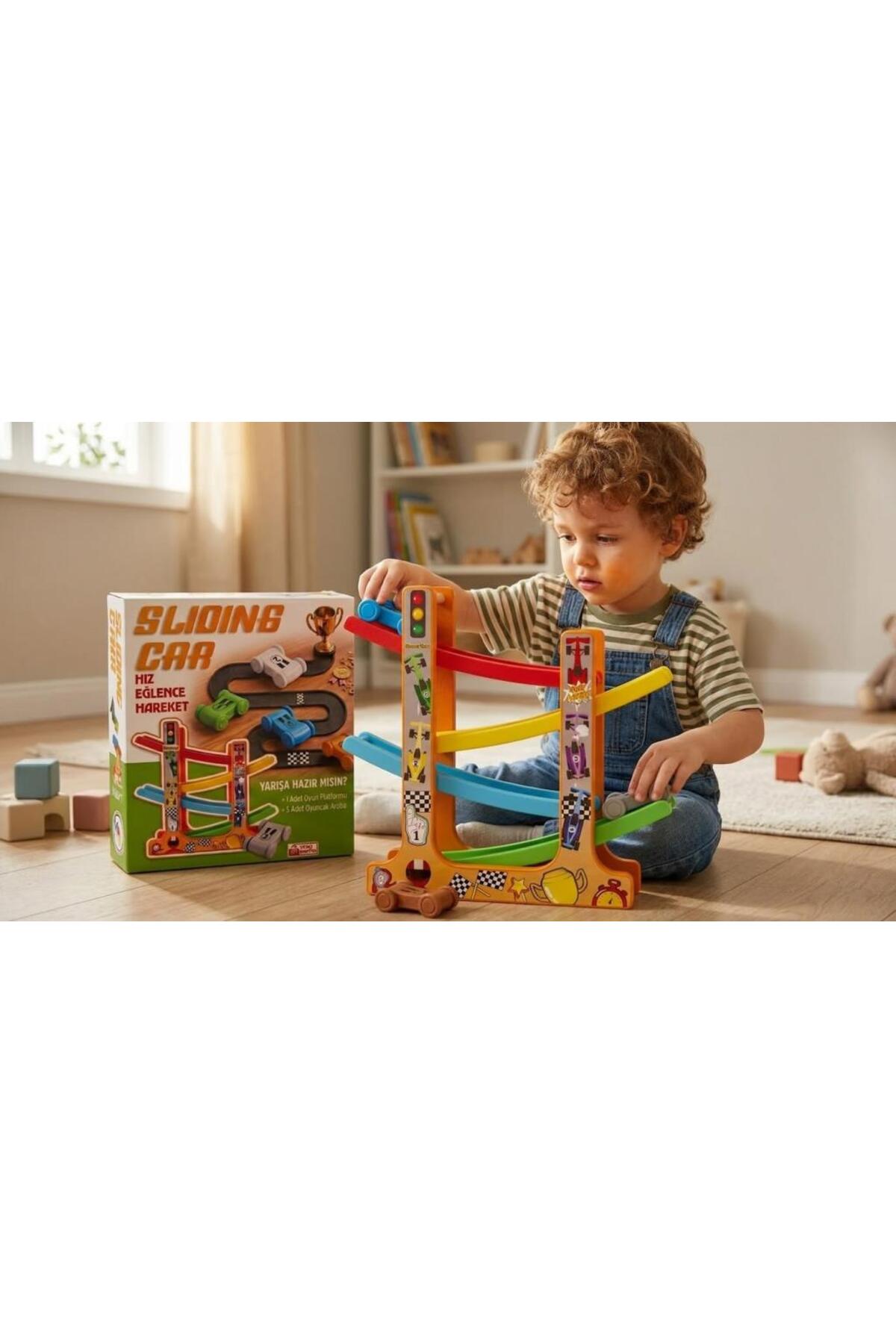 Tıfıl Toys 3 Katlı Araba Kaydırak Platformu ve 5 Adet Yarış Arabalı Oyuncak Seti fotoğrafı 5 (önizleme)