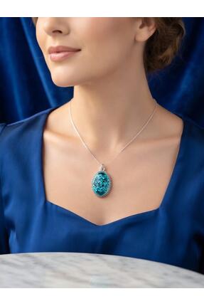 naturel glow Vintage Tasarım Turkuaz Doğal Taş Görünümlü Oval Kolye Ucu – El ...