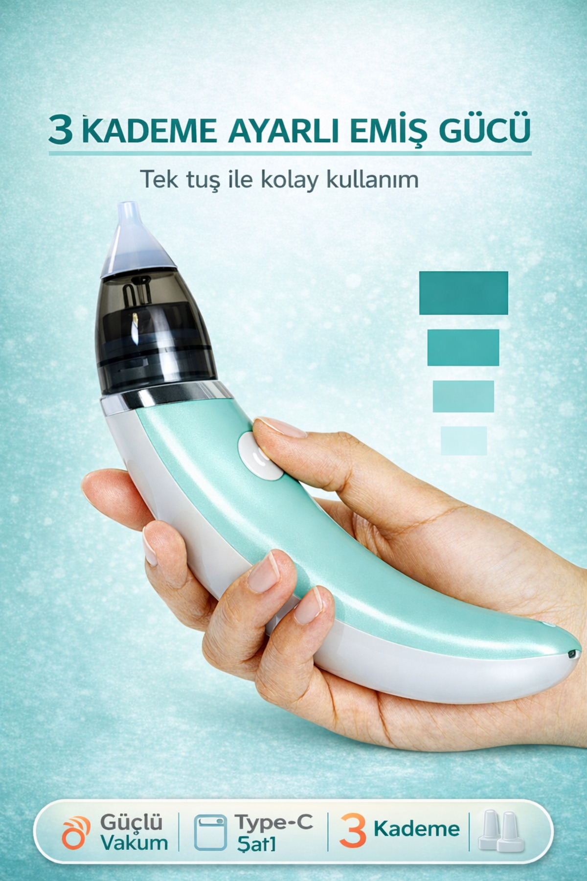 Baby Force BR-8820 0-12 Yaş Şarjlı Bebek Burun Aspiratörü – 5 Kademe Güçlü Vakum fotoğrafı 5 (önizleme)