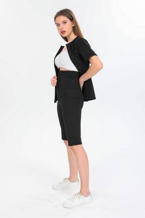 Mkwomen Sauna Agraflı Şort Ve Fermuarlı Yarım Kol Takım 4411-4414