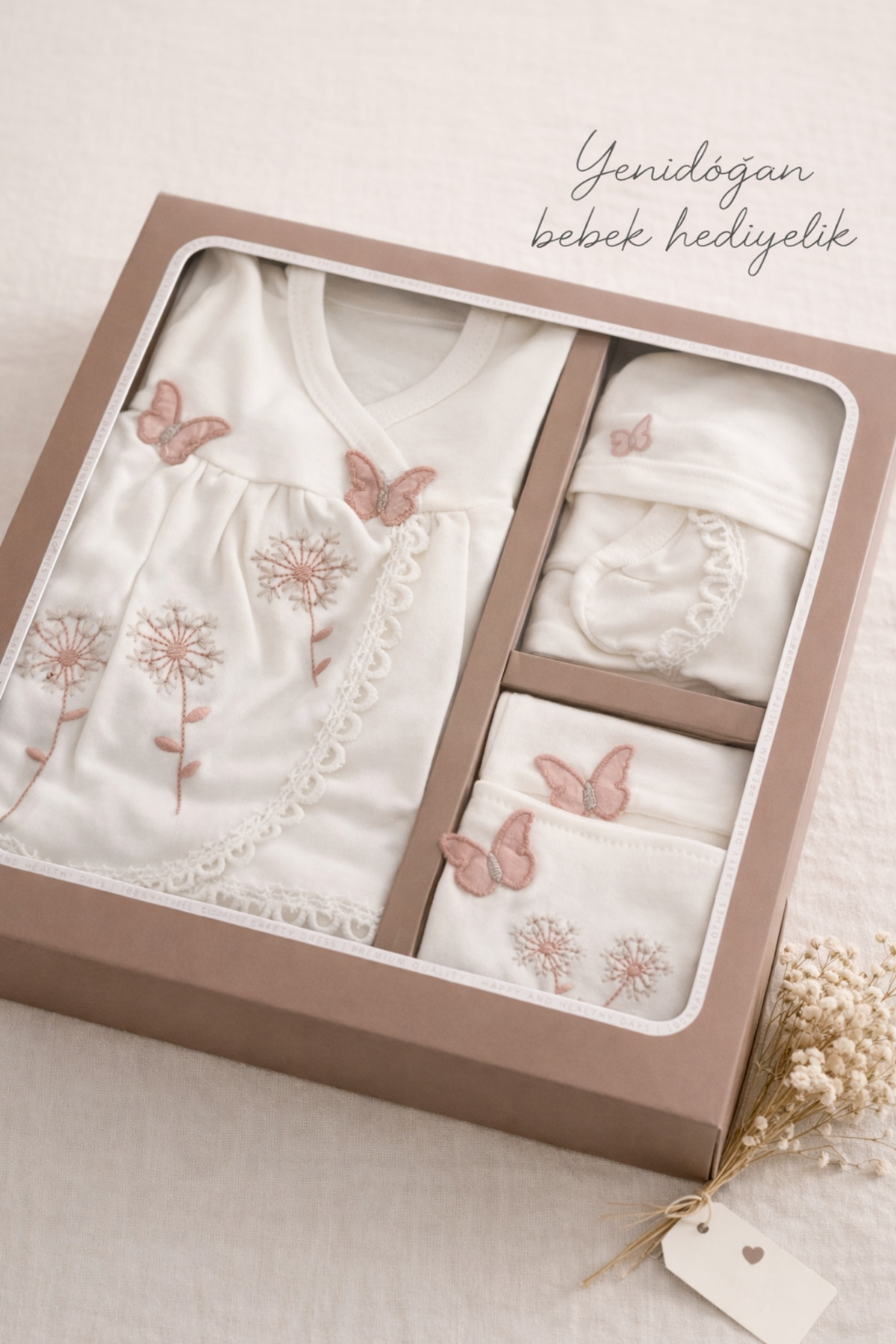 Arin Baby 5 Lİ KELEBEK DETAYLI YENİ DOĞAN KIZ BEBEK HASTANE ÇIKIŞ SETİ/KIZ BEBEK ZIBIN SET fotoğrafı 4 (önizleme)