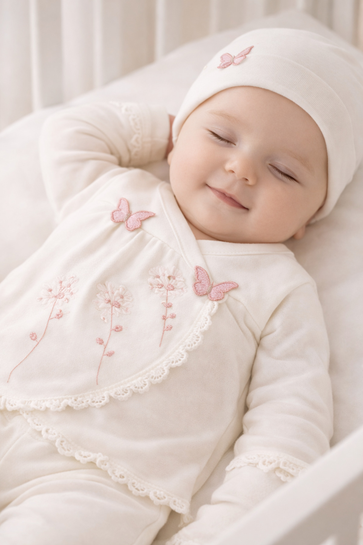 Arin Baby 5 Lİ KELEBEK DETAYLI YENİ DOĞAN KIZ BEBEK HASTANE ÇIKIŞ SETİ/KIZ BEBEK ZIBIN SET fotoğrafı 5 (önizleme)