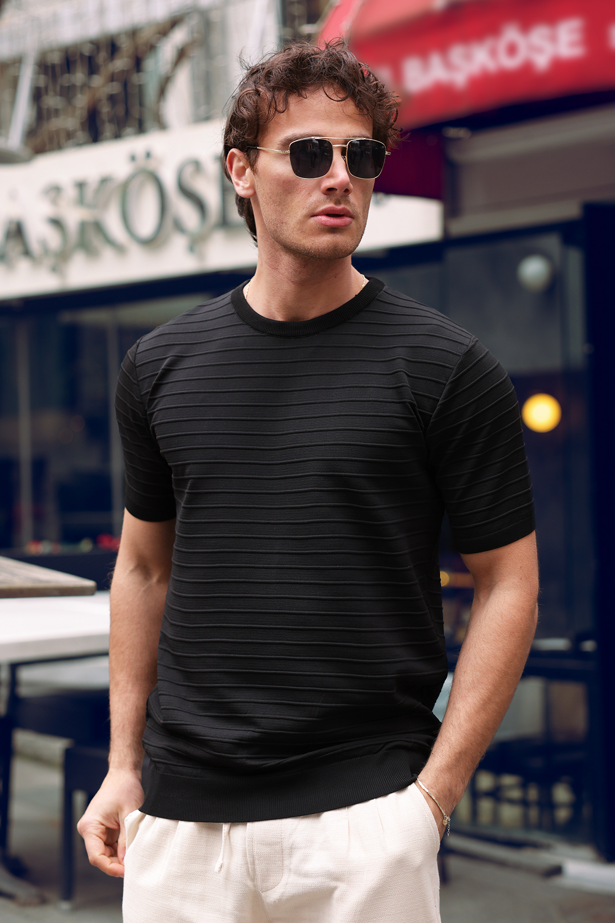 aziso  Erkek Bisiklet Yaka T-Shirt - Görsel 2