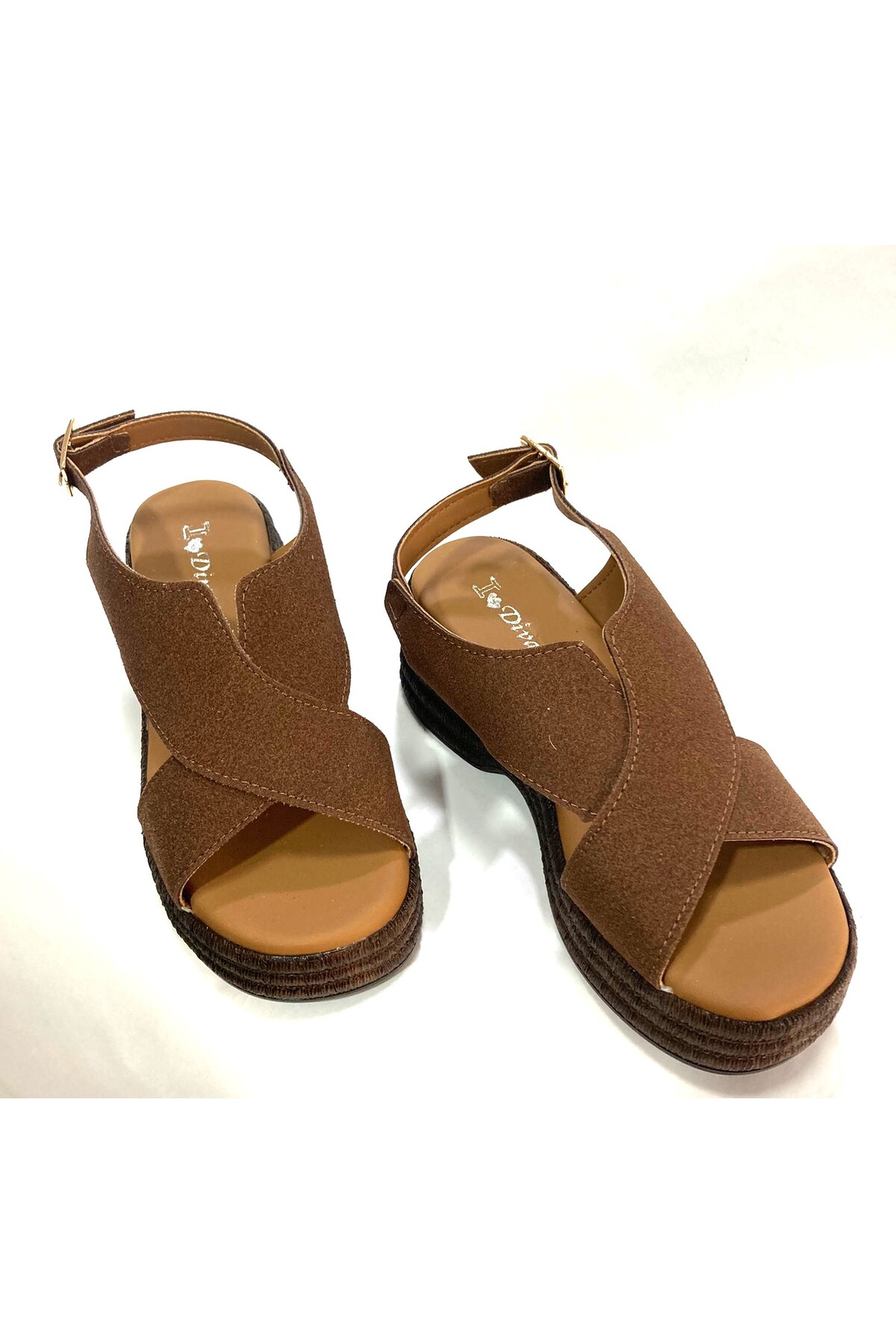 Demashoes Lüx Dolgu Taban Ortopedik Çift Bant Asimetrik Kesim Detaylı Sandalet görsel 6