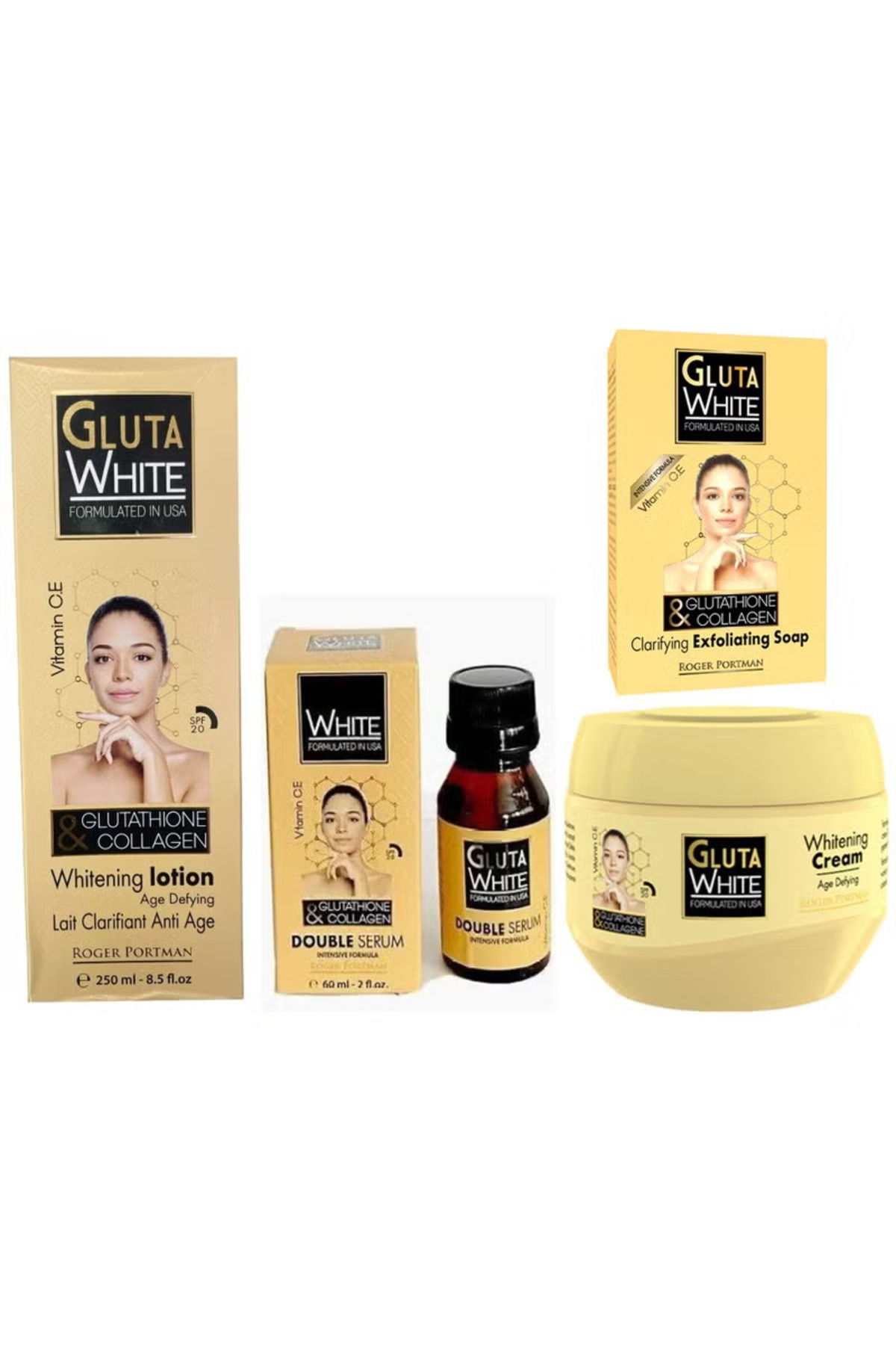 GLUTA WHITE Glutathione & Collagen Lotion +Serum+Cream+Soap (Set of 4)-  Trendyol
