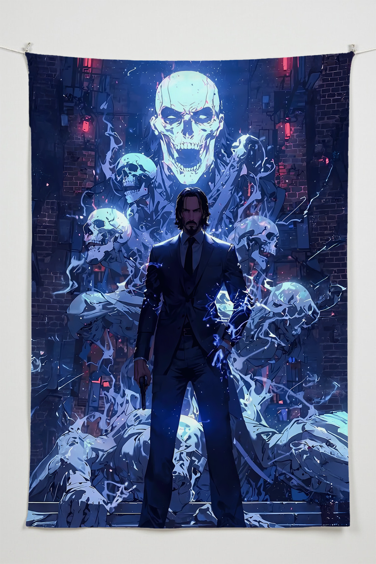 John Wick Themed Anime Wallcovering – Oversized Tapestry Room Decor High Resolution Printing