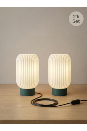 Frostblack 2'li Set Modern Minimal Dekoratif Abajur - Masa Lambası - Yatak Od...