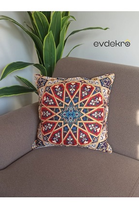 EVDEKRO Tek Yön Etnik Desen Goblen Dokuma Kırlent Kılıfı 45×45 Kare Kılıf