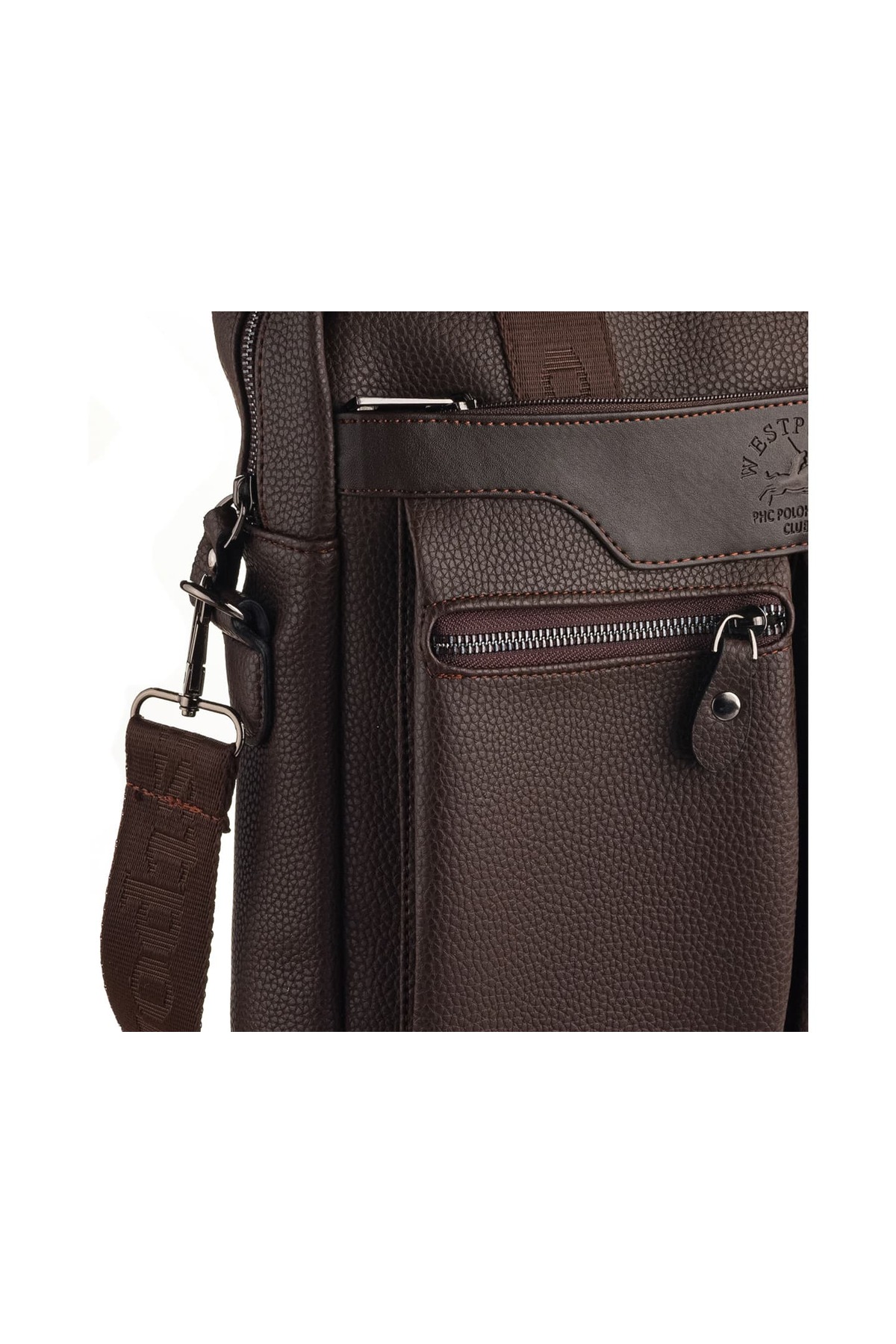 Westpolo  Vegan Deri Laptop Bölmeli Erkek Postacı Çantası (13 inc) - Kahverengi - Görsel 5