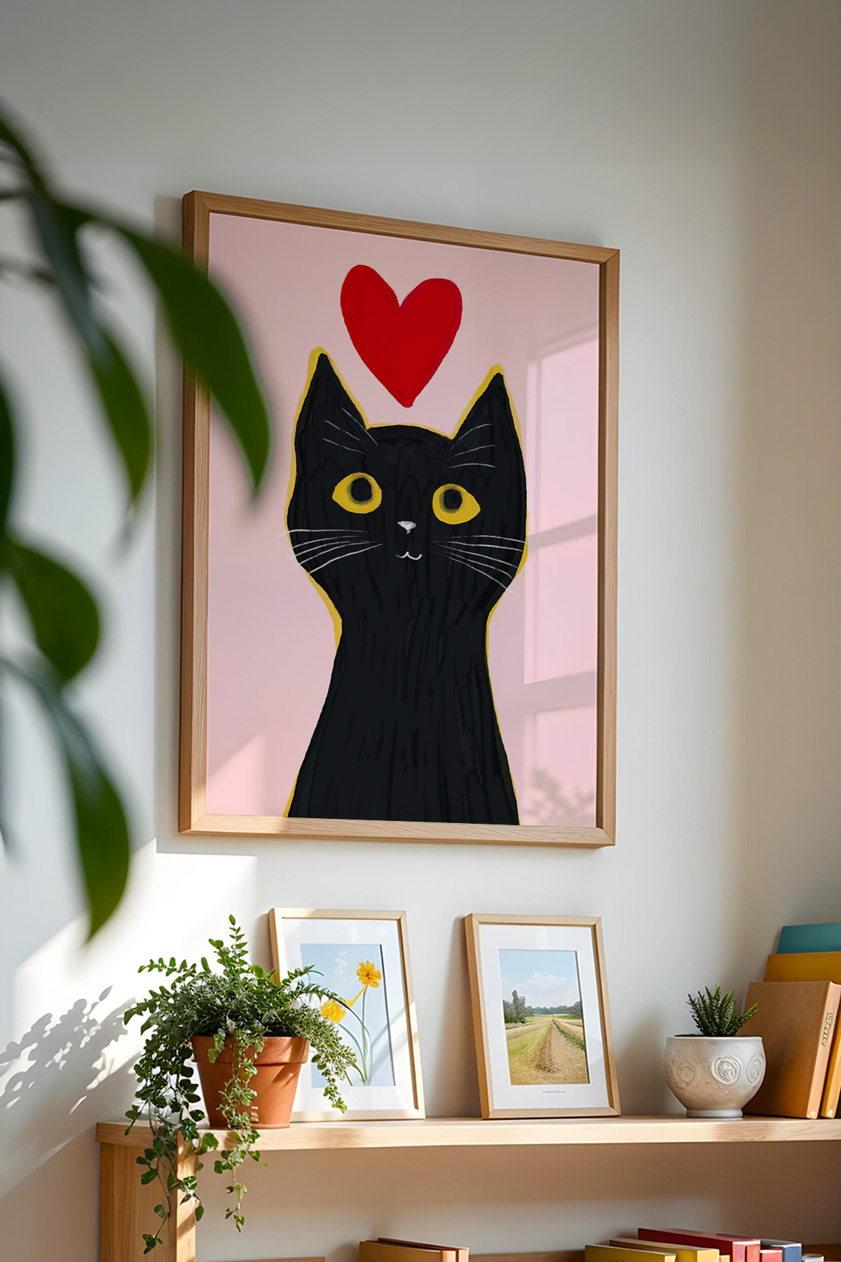 Siyah Kedi Tablo Modern Kedi Poster Dekoratif Duvar Dekoru Çerçevesiz