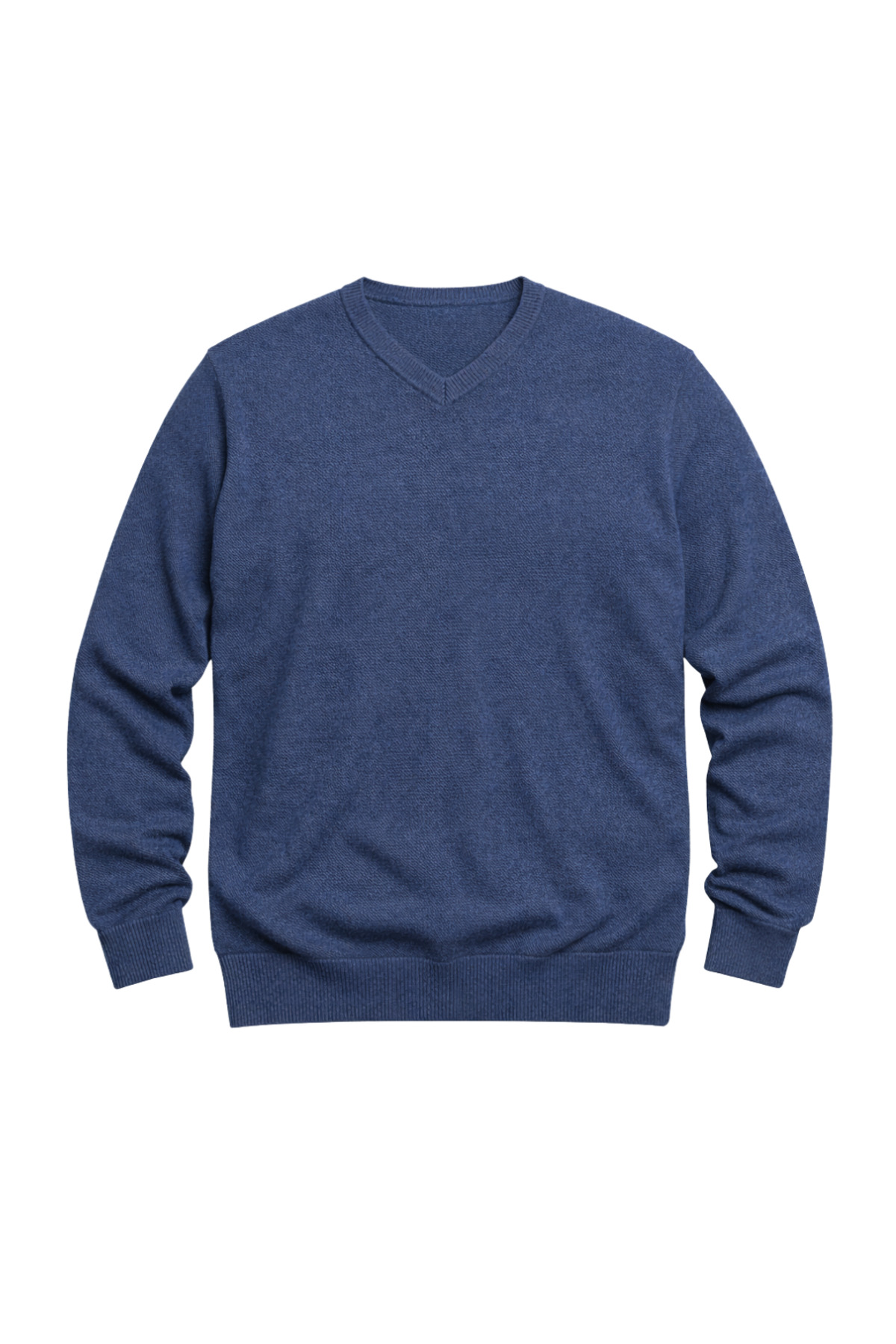 BattalModa Erkek Büyük Beden Melanj Lacivert V Yaka Triko Kazak 3XL-4XL-5XL-6XL görsel 4