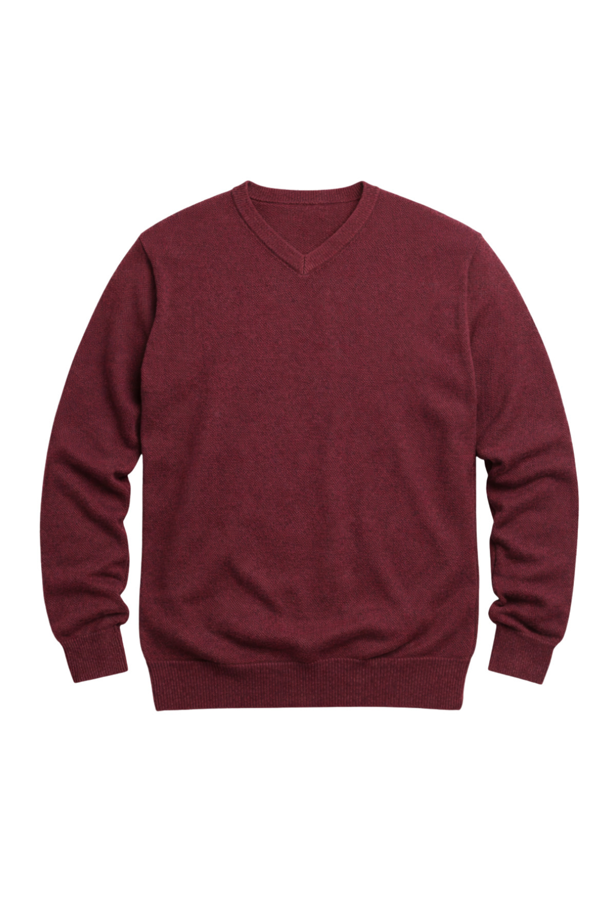 BattalModa Erkek Büyük Beden Bordo V Yaka Triko Kazak 3XL-4XL-5XL-6XL görsel 4