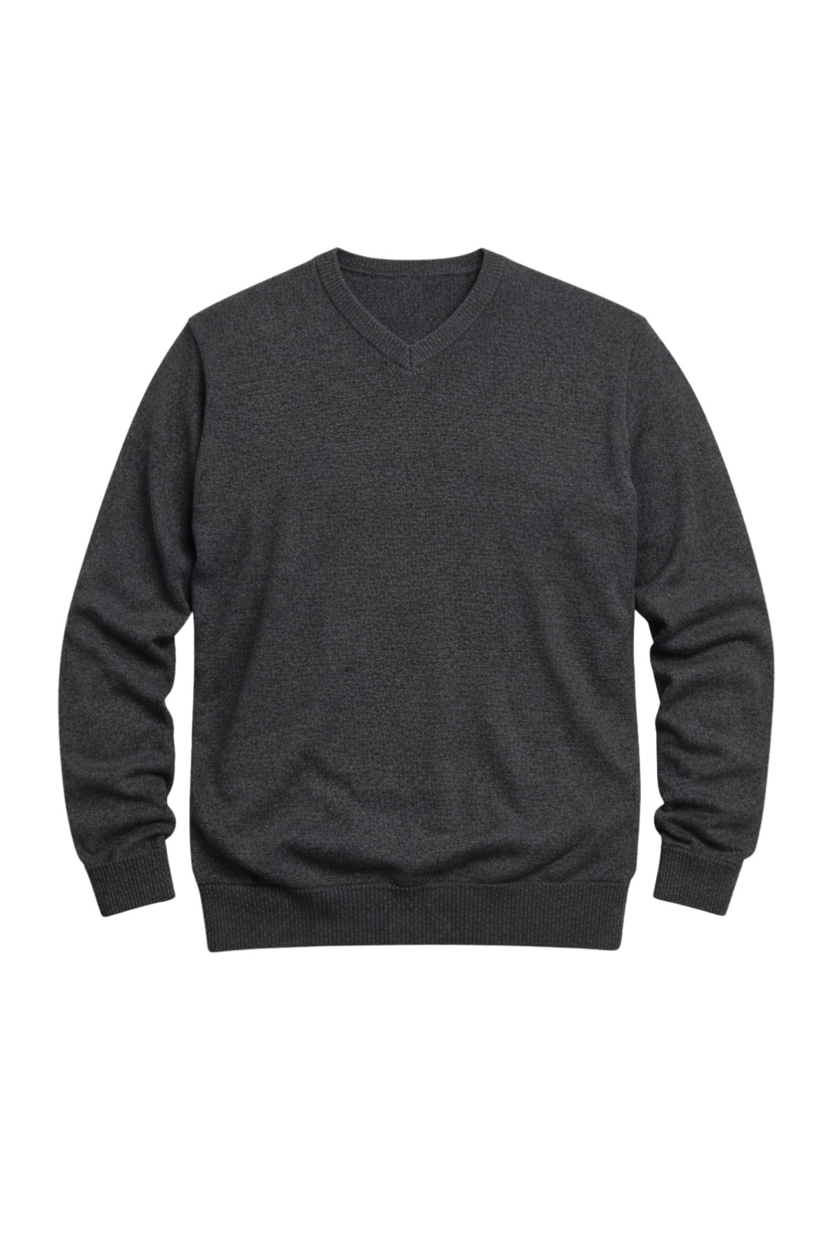 BattalModa Erkek Büyük Beden Antrasit V Yaka Triko Kazak 3XL-4XL-5XL-6XL görsel 4