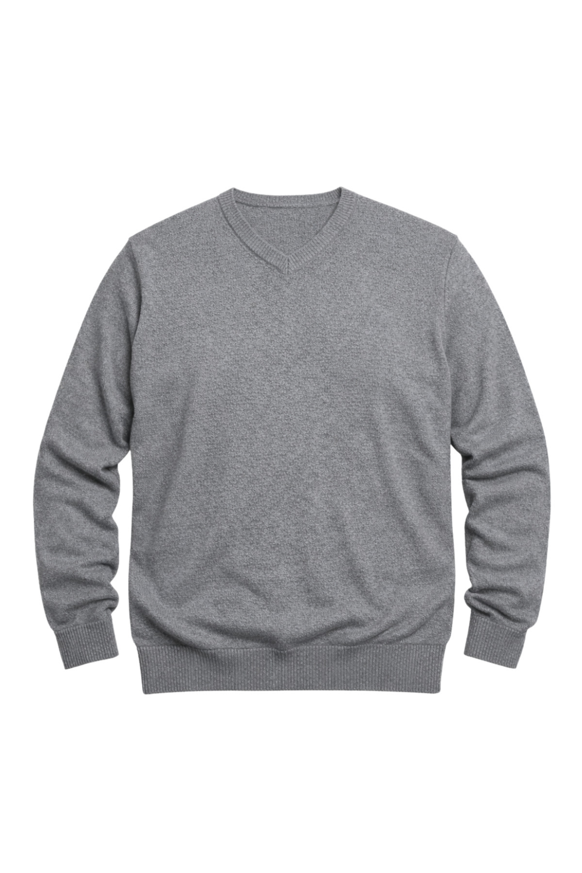 BattalModa Erkek Büyük Beden Füme V Yaka Triko Kazak 3XL-4XL-5XL-6XL görsel 4