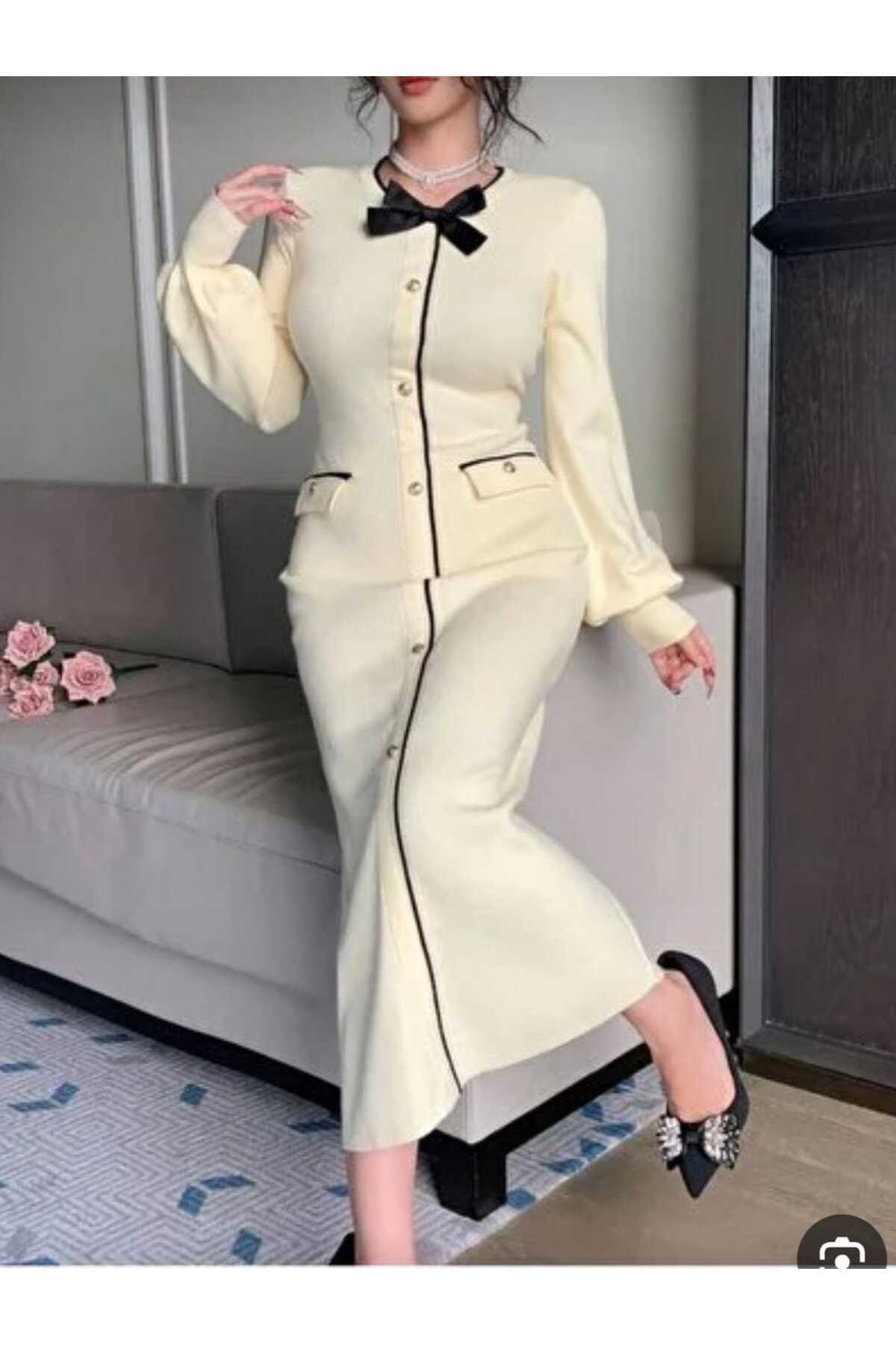 Abalı  Yeni sezon Kadın Triko Elbise – Şık ve Rahat Günlük Kullanım jar almajbour Mery model - Görsel 2