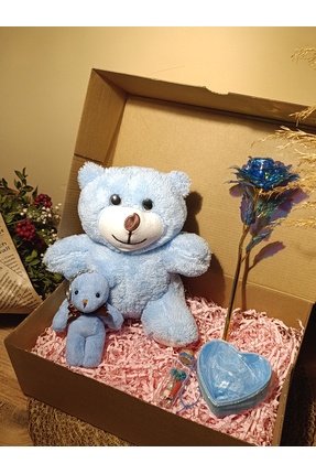 Paganca Mavi Ayıcık 25cm - Ayıcık Anahtarlık - Dilek Şişesi - Kalp Tüllü Kutu...