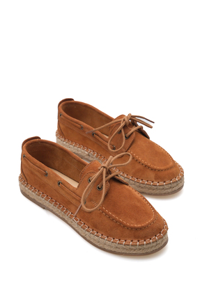 Marvela Kadın Hakiki Deri Süet Bağcıklı Espadril