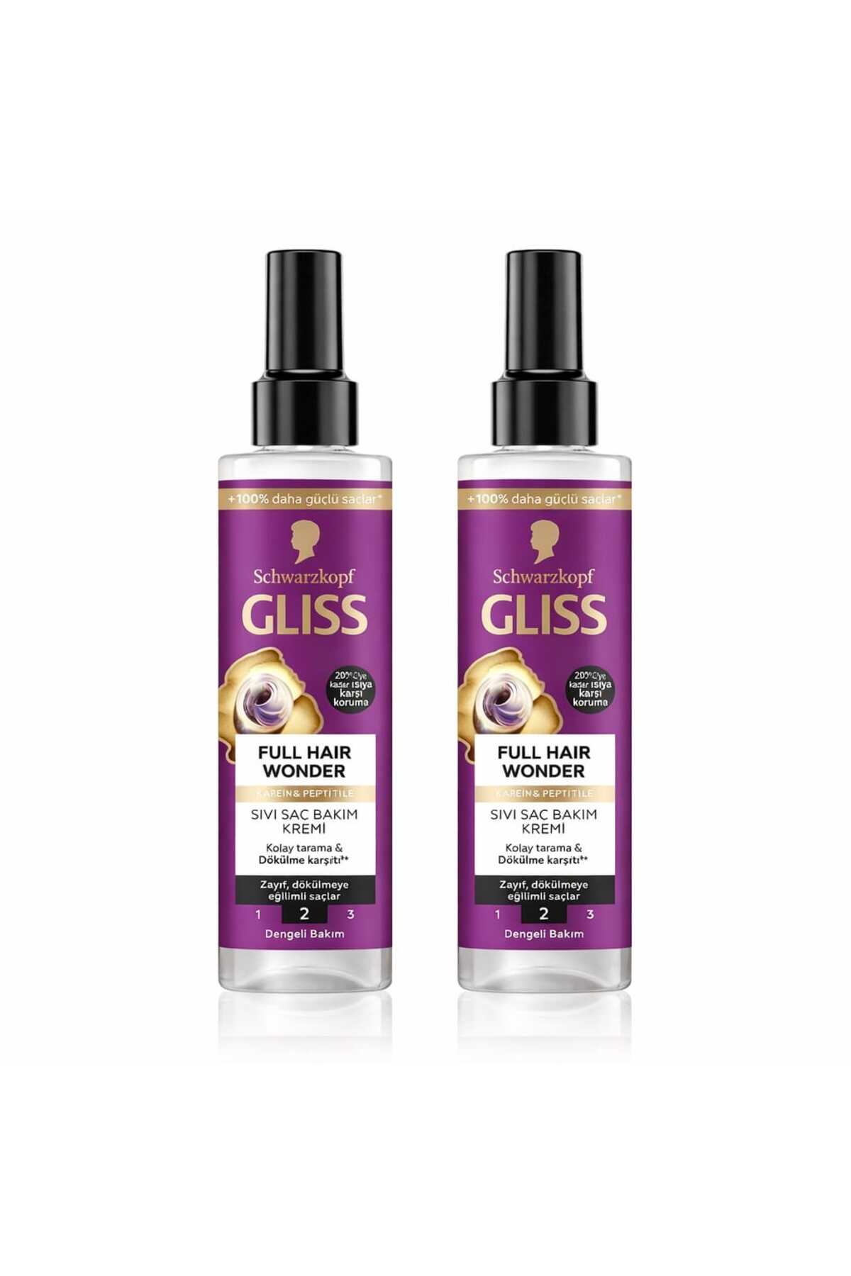 Glıss Sıvı Saç Kremi Full Hair Wonder Dökülme Karşıtı 200 ml x 2 Adet — glıss10365 — تصویر 2 از 7
