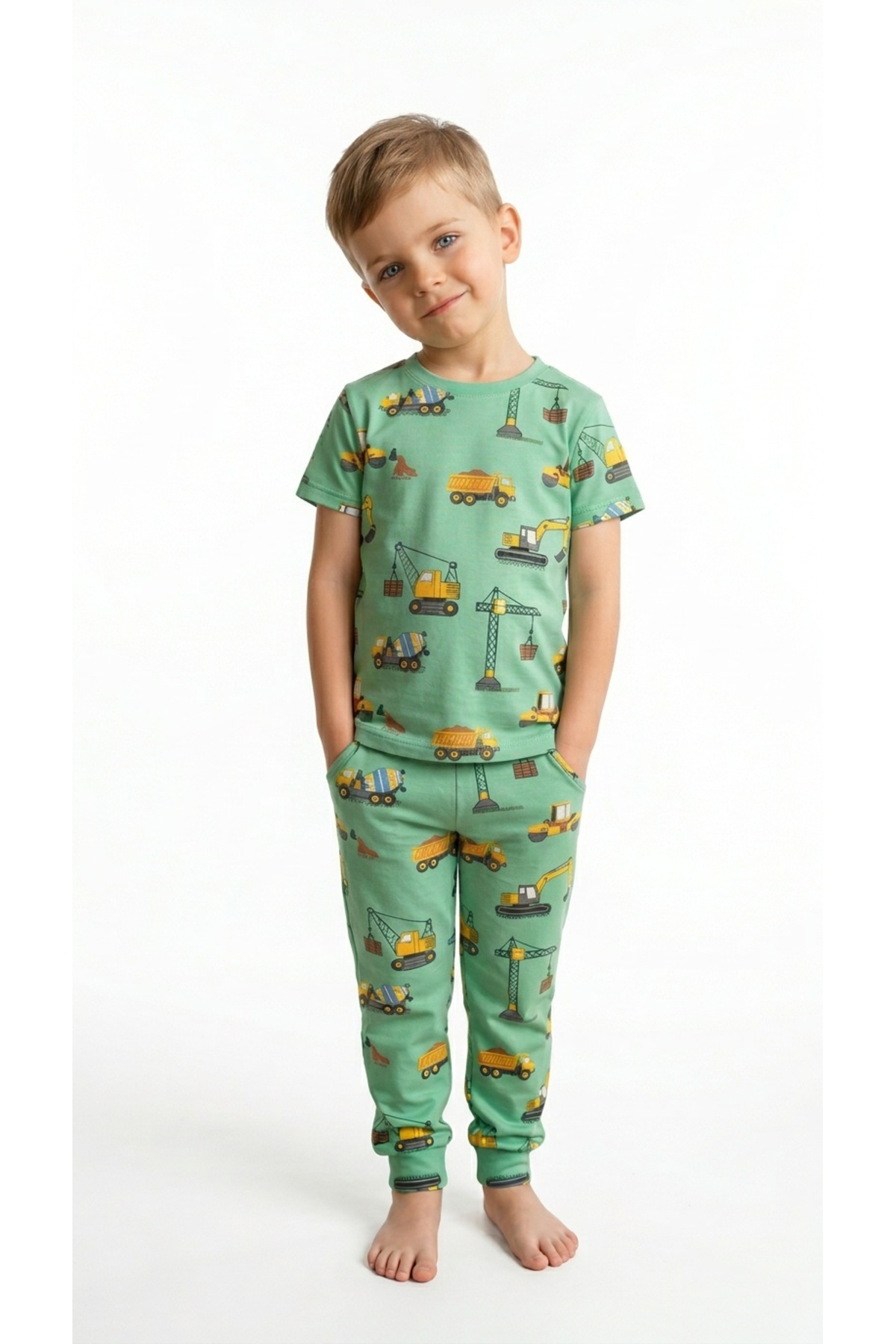 çamaşır bahçesi kendinize iyi bakın Kısa Kollu Desenli Çocuk Pijama Takım #baskılıçocukpijamatakım #inşaatdesenlipijama #çamaşırbahçesi fotoğrafı 3 (önizleme)