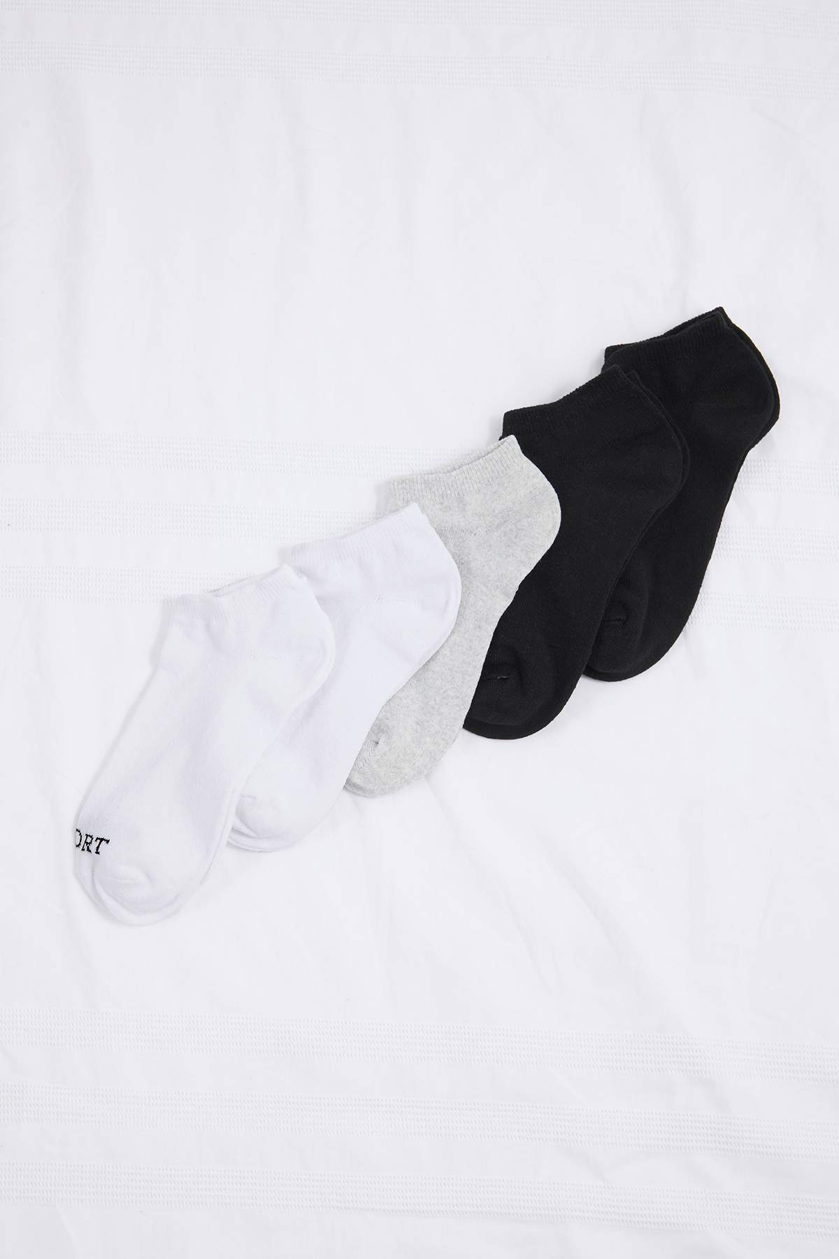 Trendyolmilla Man Siyah-Beyaz Gri Baskılı 5'li Paket Patik Boy Unısex Çorap TMNSS26CO00008