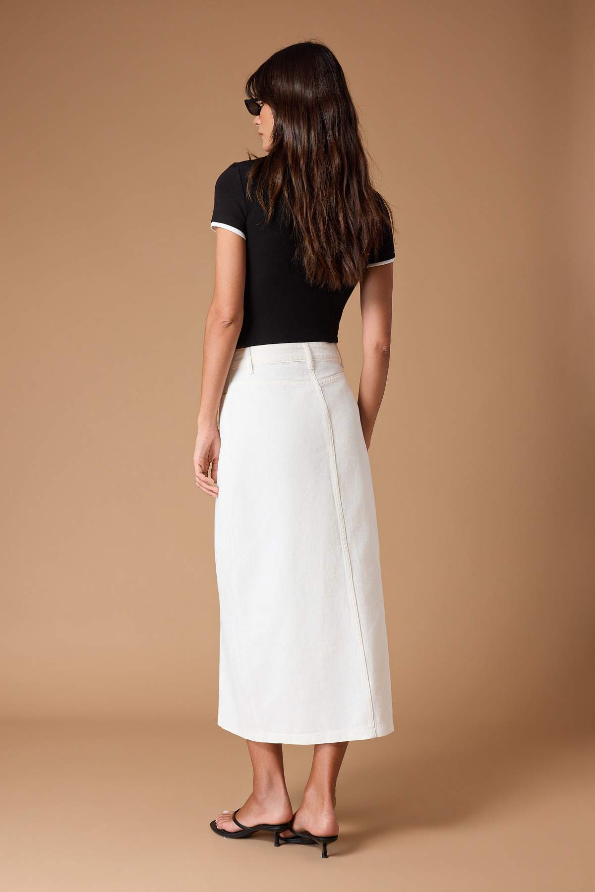 Trendyolmilla  Ekru Düğme Kapamalı Denim Kot Etek TCTSS23EE00024 - Görsel 7