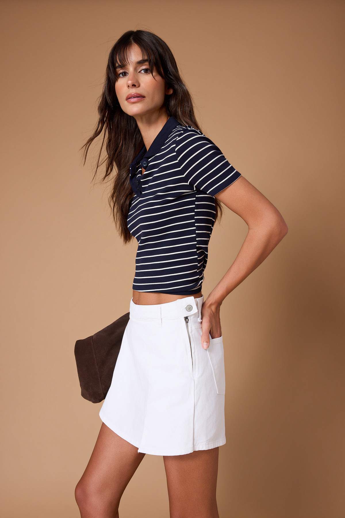 Trendyolmilla  Beyaz Yırtmaçlı Denim Şort Etek TWOSS23SR00091 - Görsel 2