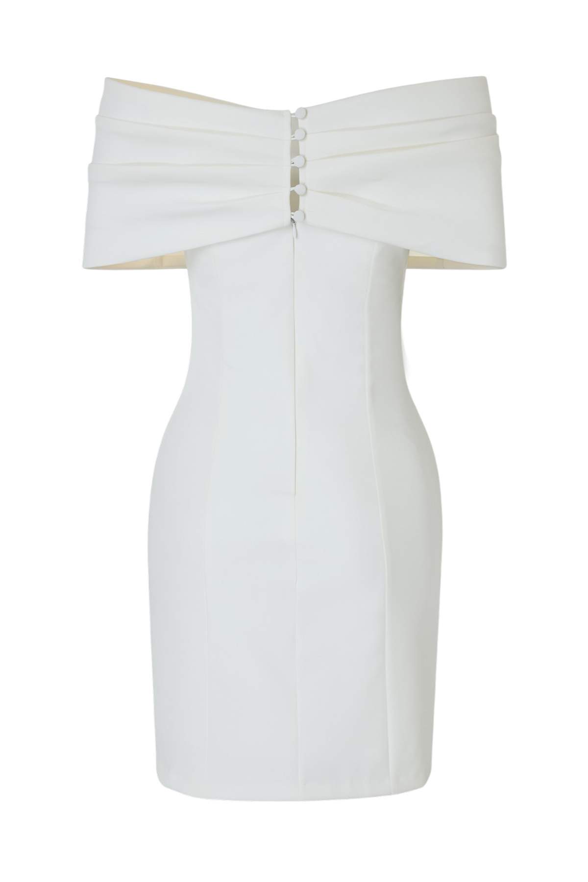 Trendyolmilla  Beyaz Düz Dokuma Finike Kısa / Mini Astarlı Elbise TPRSS26EL00096 - Görsel 4