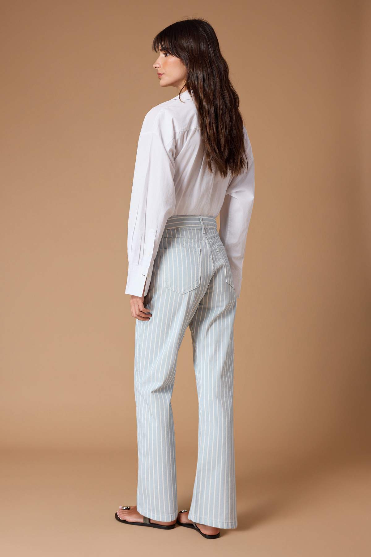 Trendyolmilla  Çok Renkli DÖKÜMLÜ Çizgili Yüksek Bel Straight Düz Kesim Jeans TWOSS26JE00236 - Görsel 4