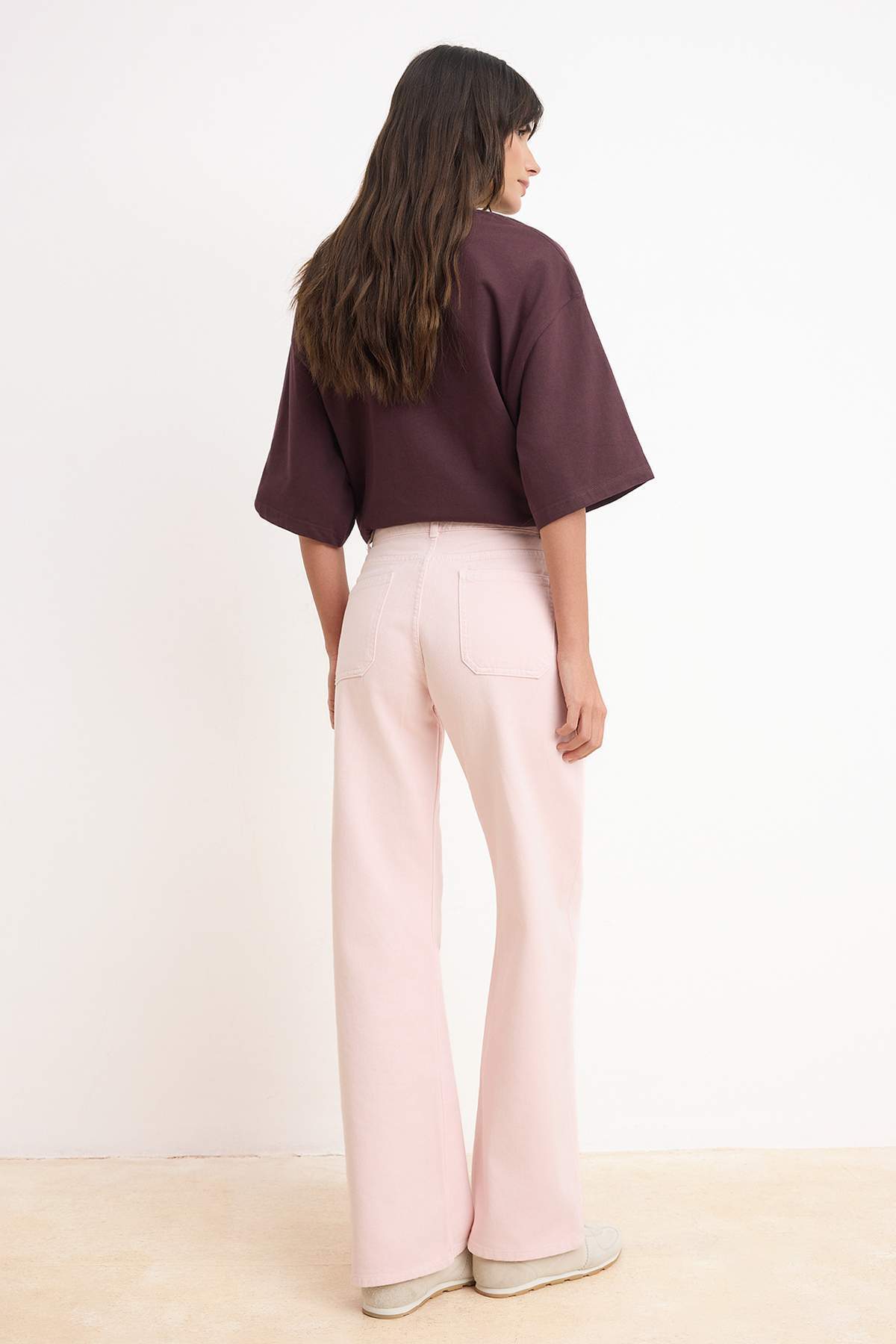 Trendyolmilla  Pembe Cep Detaylı Yüksek Bel %100 Pamuk Wide Leg Jeans TWOSS26JE00168 - Görsel 4