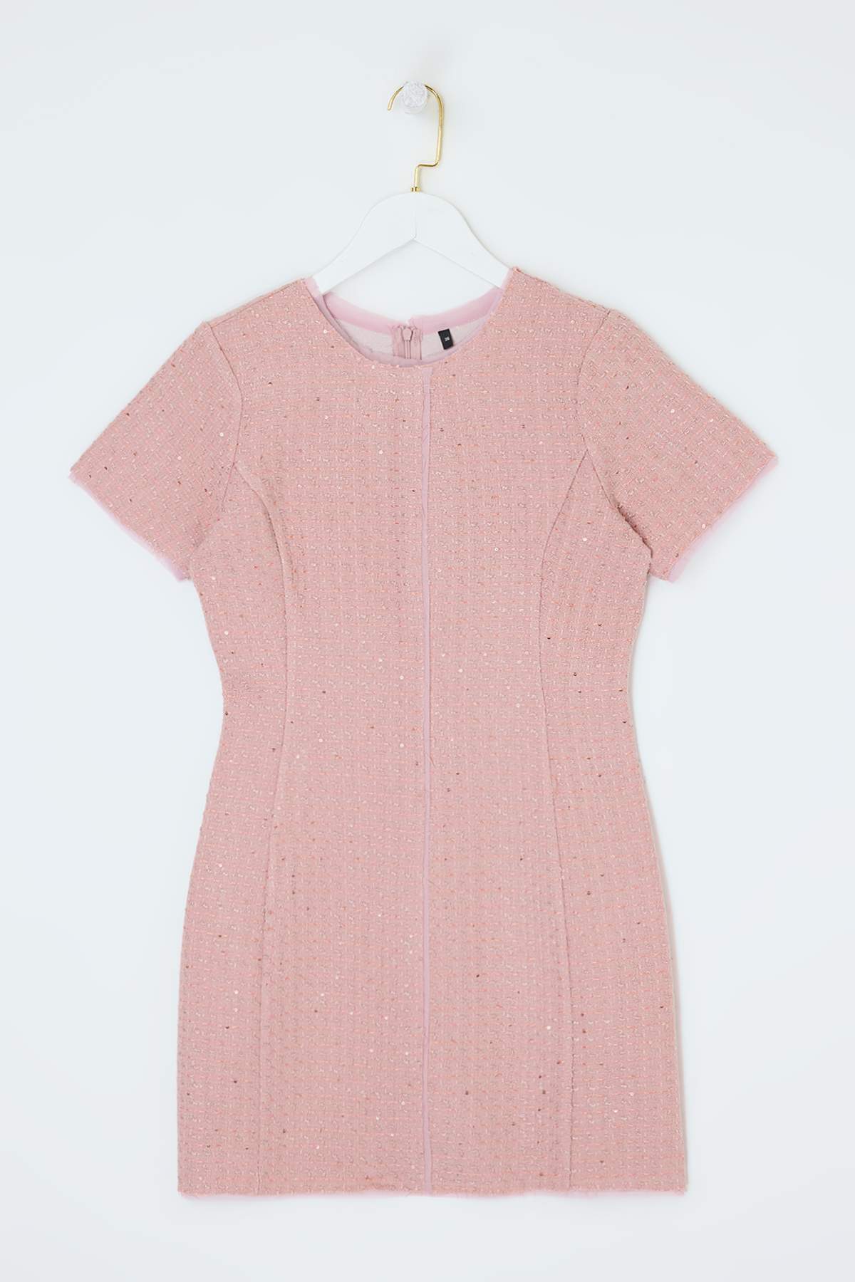 Trendyolmilla Pembe Parıltılı Tüvit Mini Dokuma Elbise TWOSS26EL00079