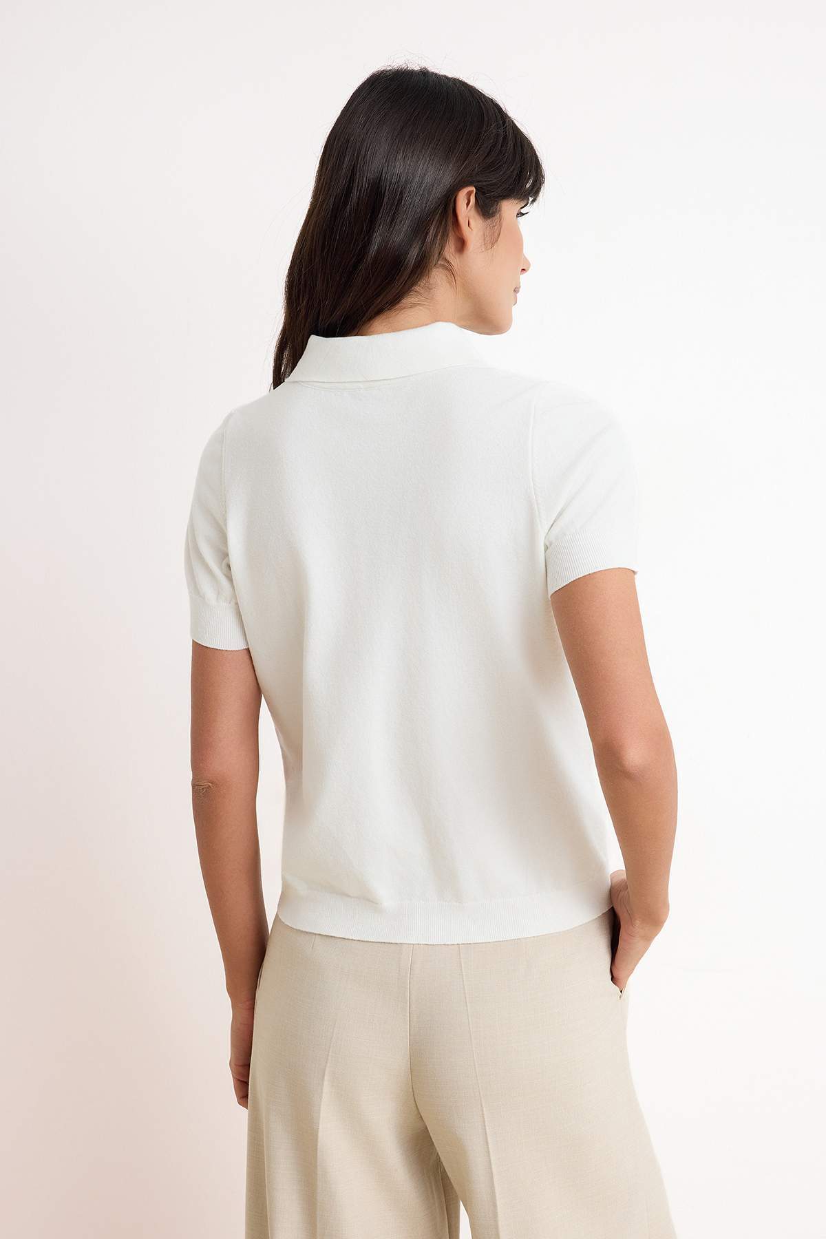 Trendyolmilla  Ekru Fular Detaylı Premium İplik/ Özel İplik Triko Bluz TWOSS26BZ00159 - Görsel 4