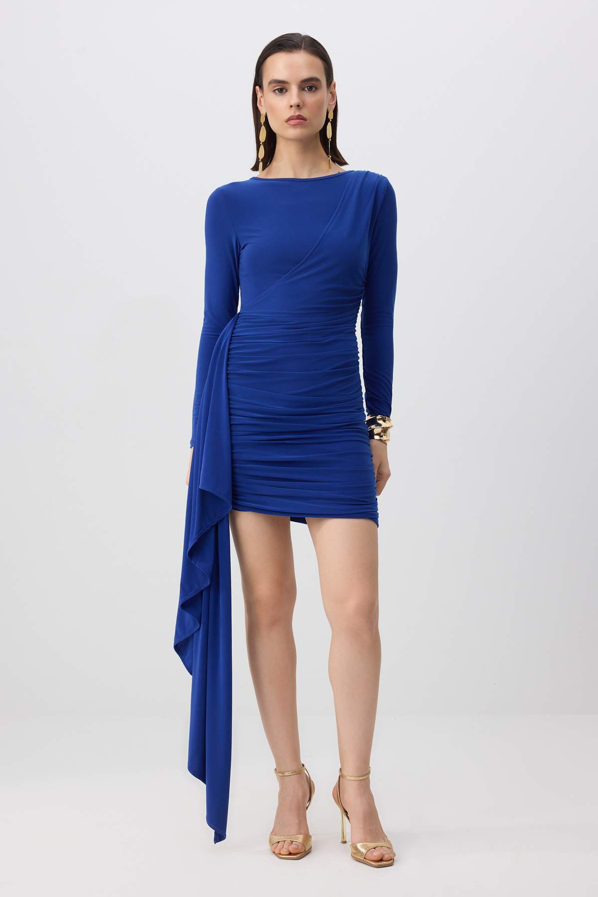 Trendyolmilla Saks Sandy Kısa / Mini Astarsız Party Elbise TPRSS26EL00200