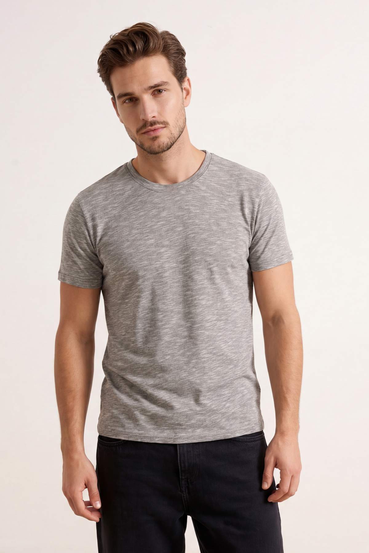 Trendyolmilla Man Haki Regular/Normal Kesim Flamlı Süprem T-Shirt TMNSS26TS00006