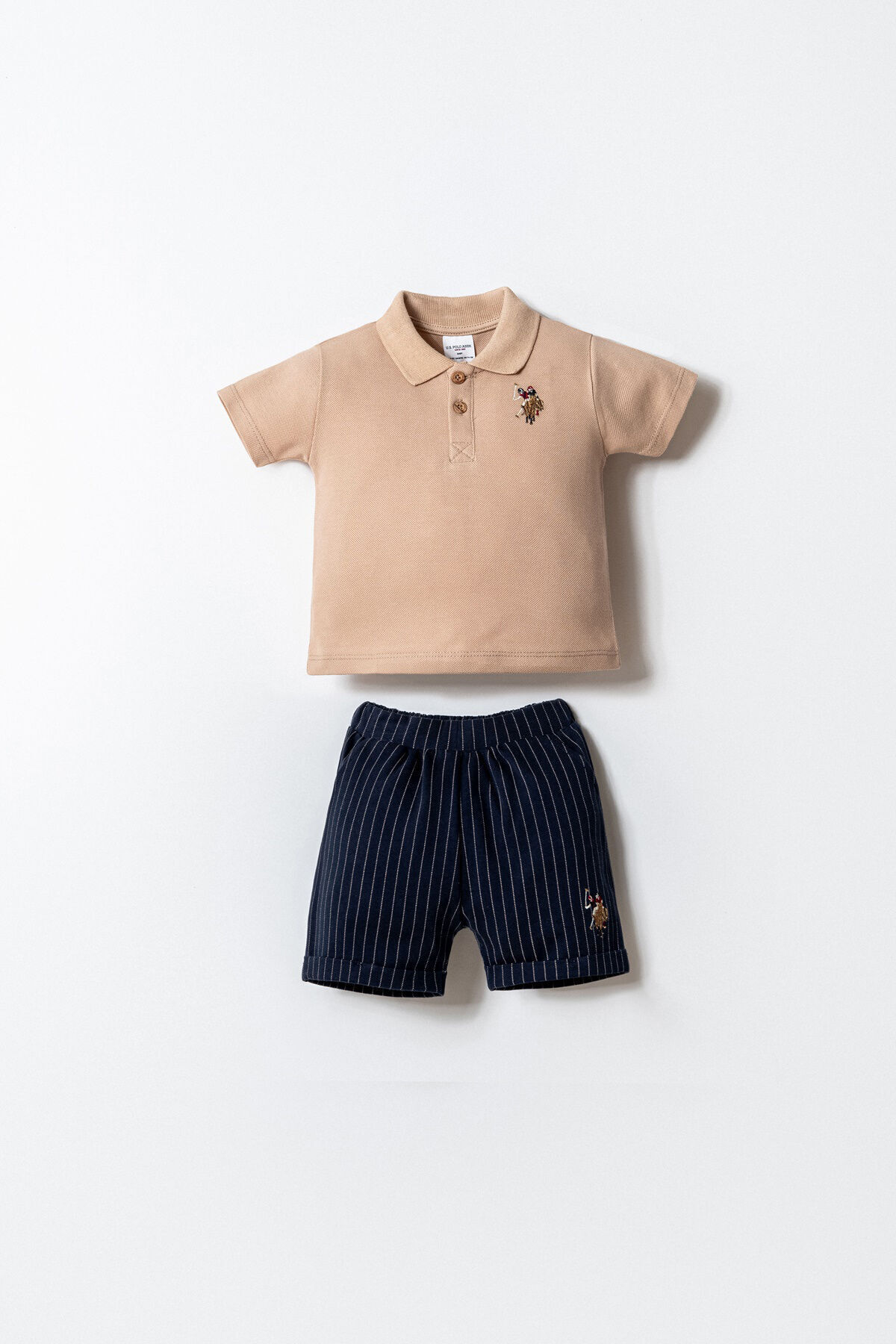 U.S. Polo Assn. Brown Baby Boy Shorts Set
