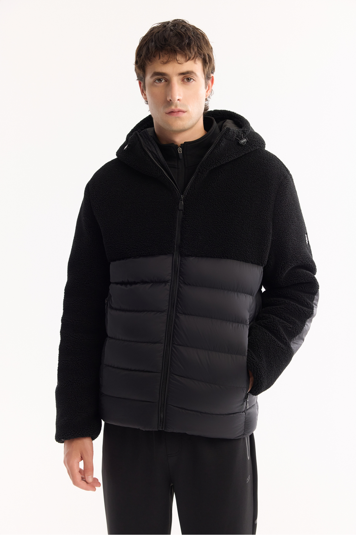 Avva  Erkek Siyah Kapüşonlu Rüzgar Geçirmez -4°C Dayanıklı Şişme Peluş Comfort Fit Mont A52Y6158 - Görsel 5