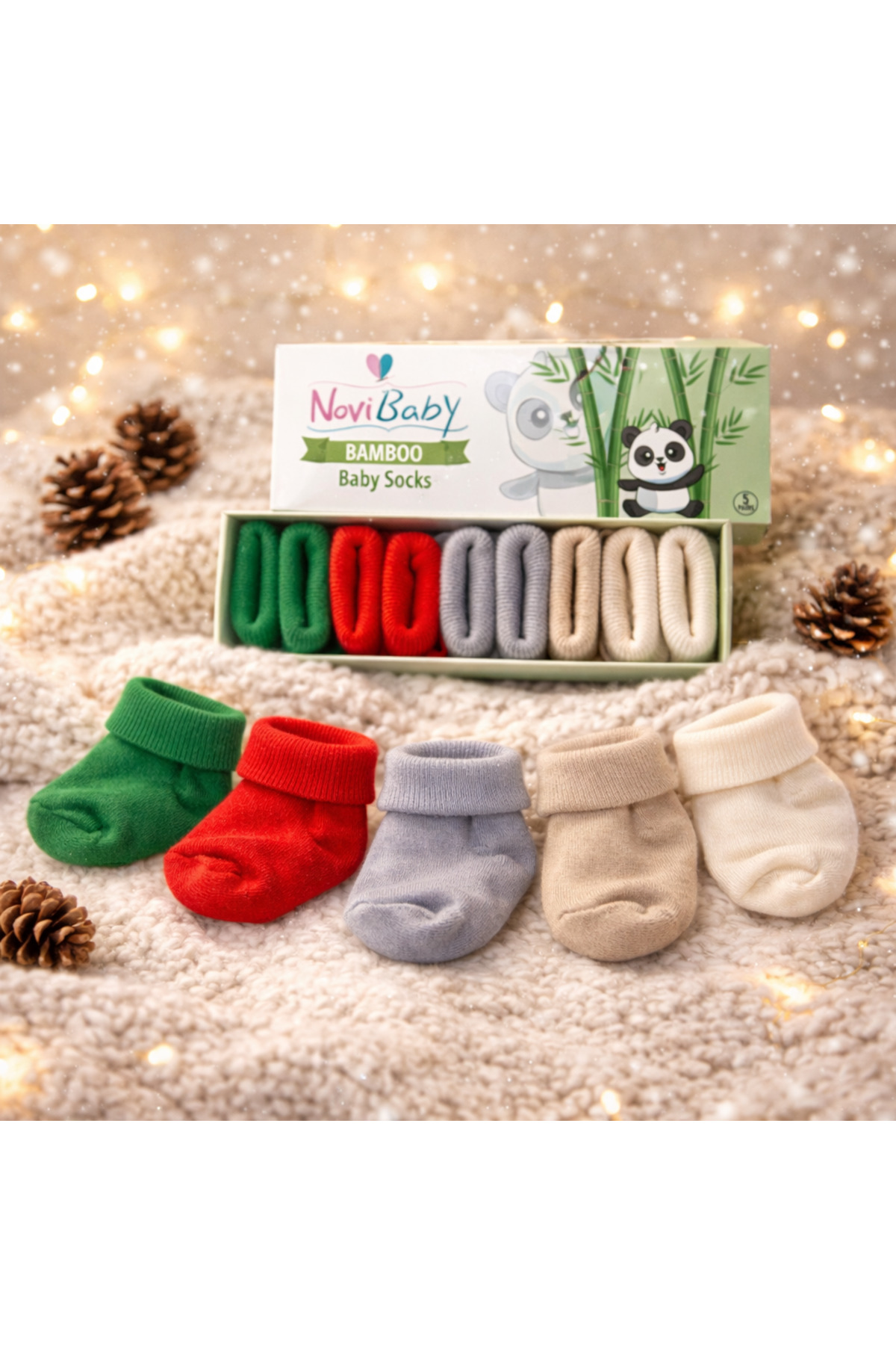 Novibaby 5'li Bambu Yenidoğan Bebek Çorap I Winter I Kız Erkek Bebek Çorabı fotoğrafı 4 (önizleme)
